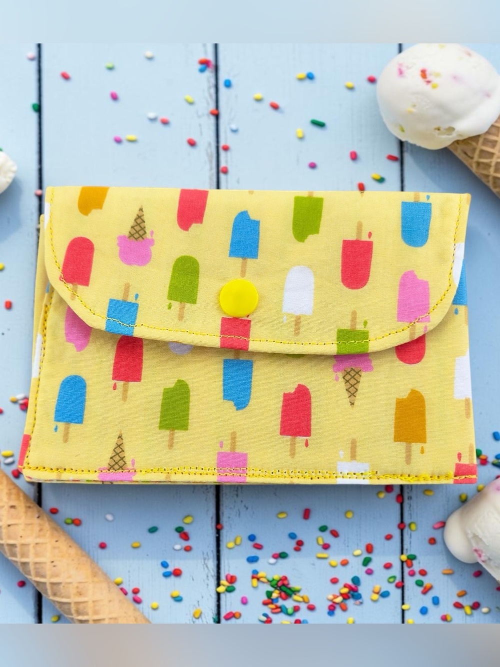 Colorful Ice Cream Popsicle Print Kids Wallet Gift Card Holder New Handmade